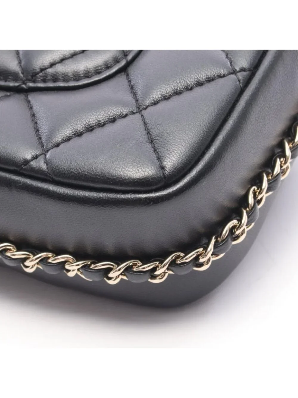 Chanel Shoulder Bag Quilted Small Flap Black Leather Small Chain